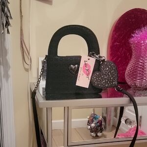 Betsey Johnson Black Cross Body/clutch Bag. Bling Hreat Mirror. BNWT